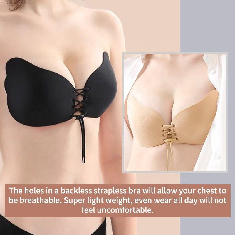 Wing shaped drawstring nude ba - Strapless Bra Adhesive recension och pris